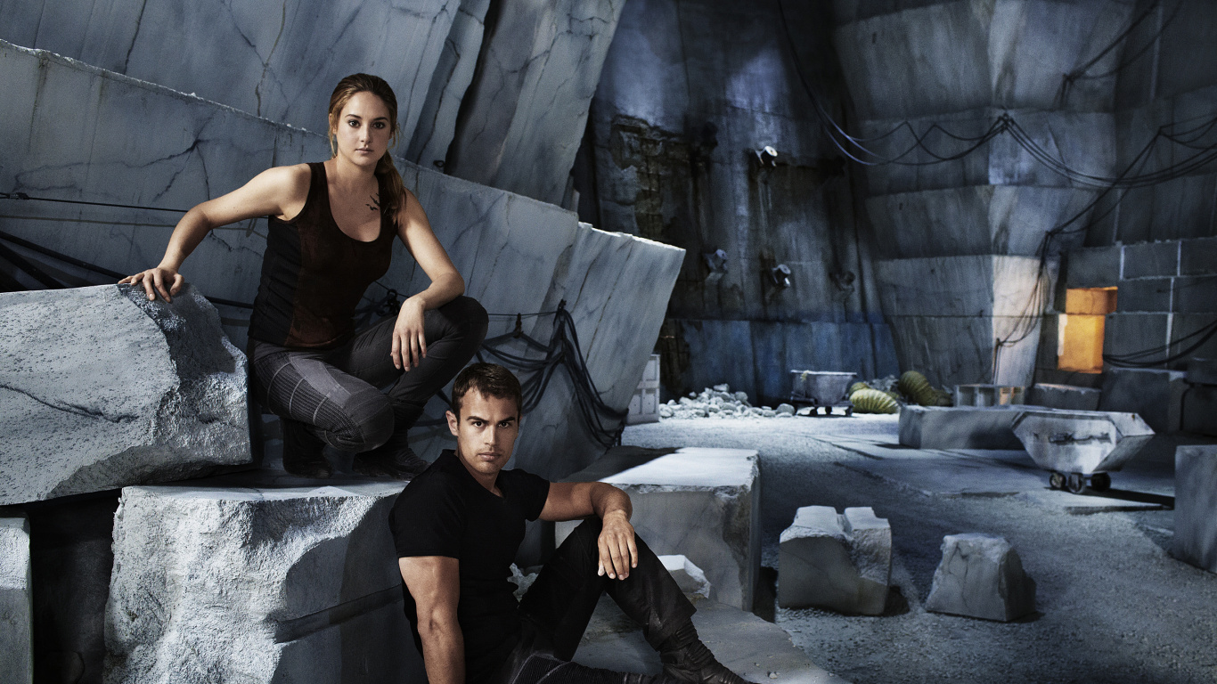 Обои Тео Джеймс, Шейлин Вудли, Дивергентное, Беатрис До, Различные Серии Вместе в разрешении 1366x768