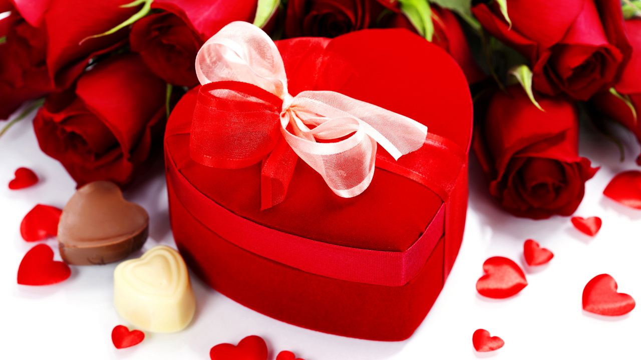 Обои шоколад, День Святого Валентина, красный цвет, сердце, любовь в разрешении 1280x720