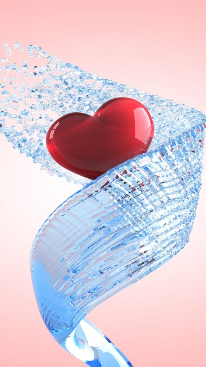 Обои сердце, любовь, вода, День Святого Валентина, Бог в разрешении 720x1280