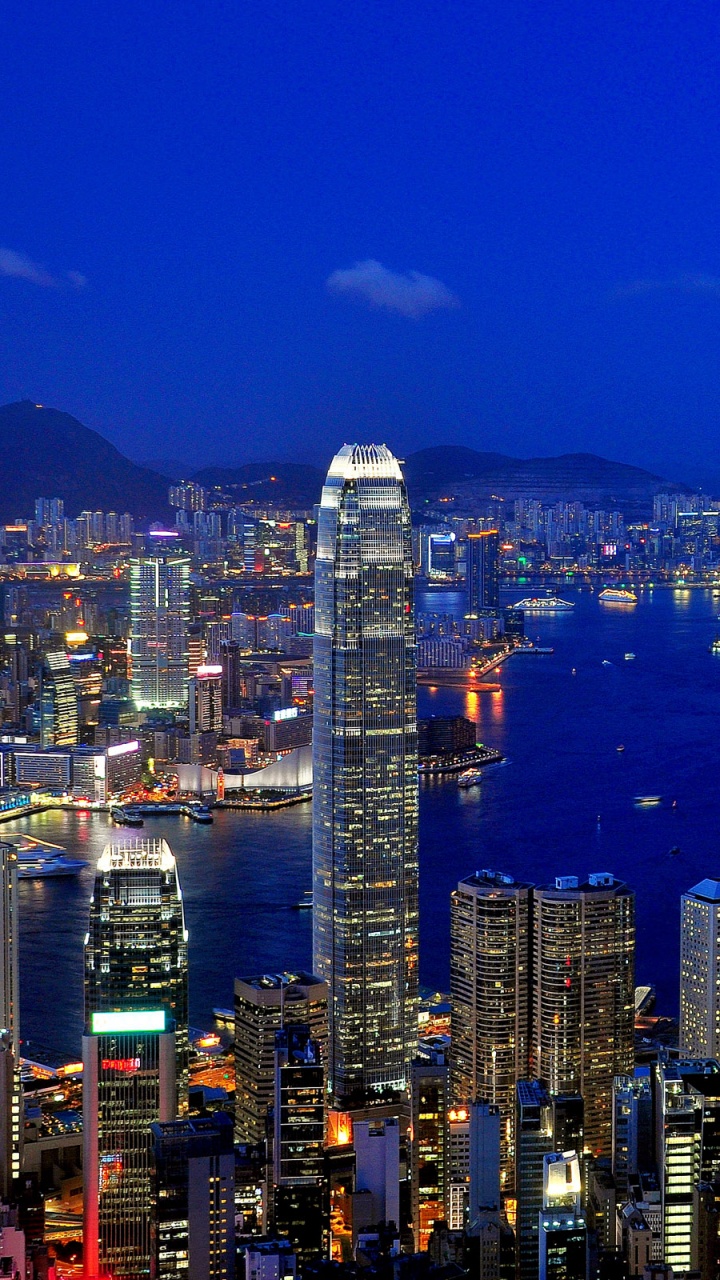 Обои пик Виктория, Гавань Виктория, городской пейзаж, город, метрополия в разрешении 720x1280