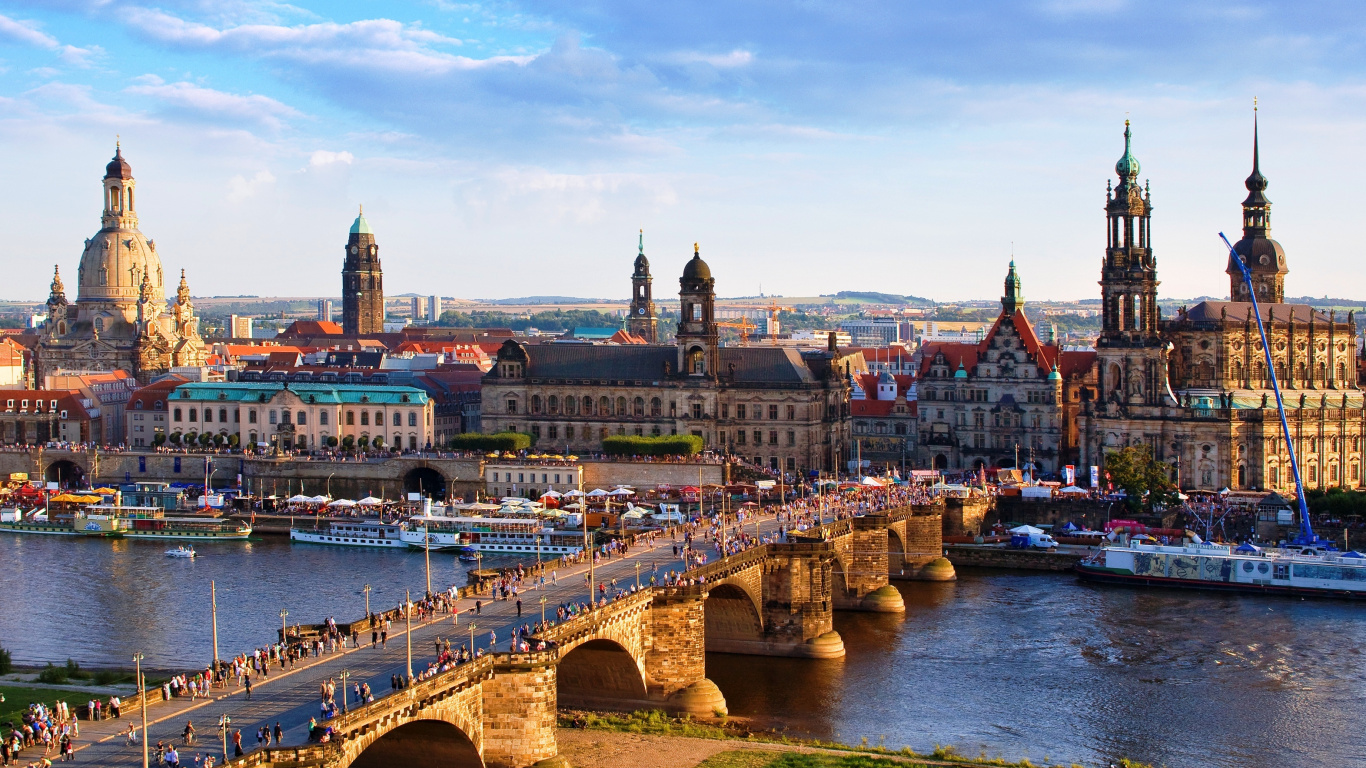 Обои Дрезденский фарфор, Берлин, город, ориентир, реки в разрешении 1366x768
