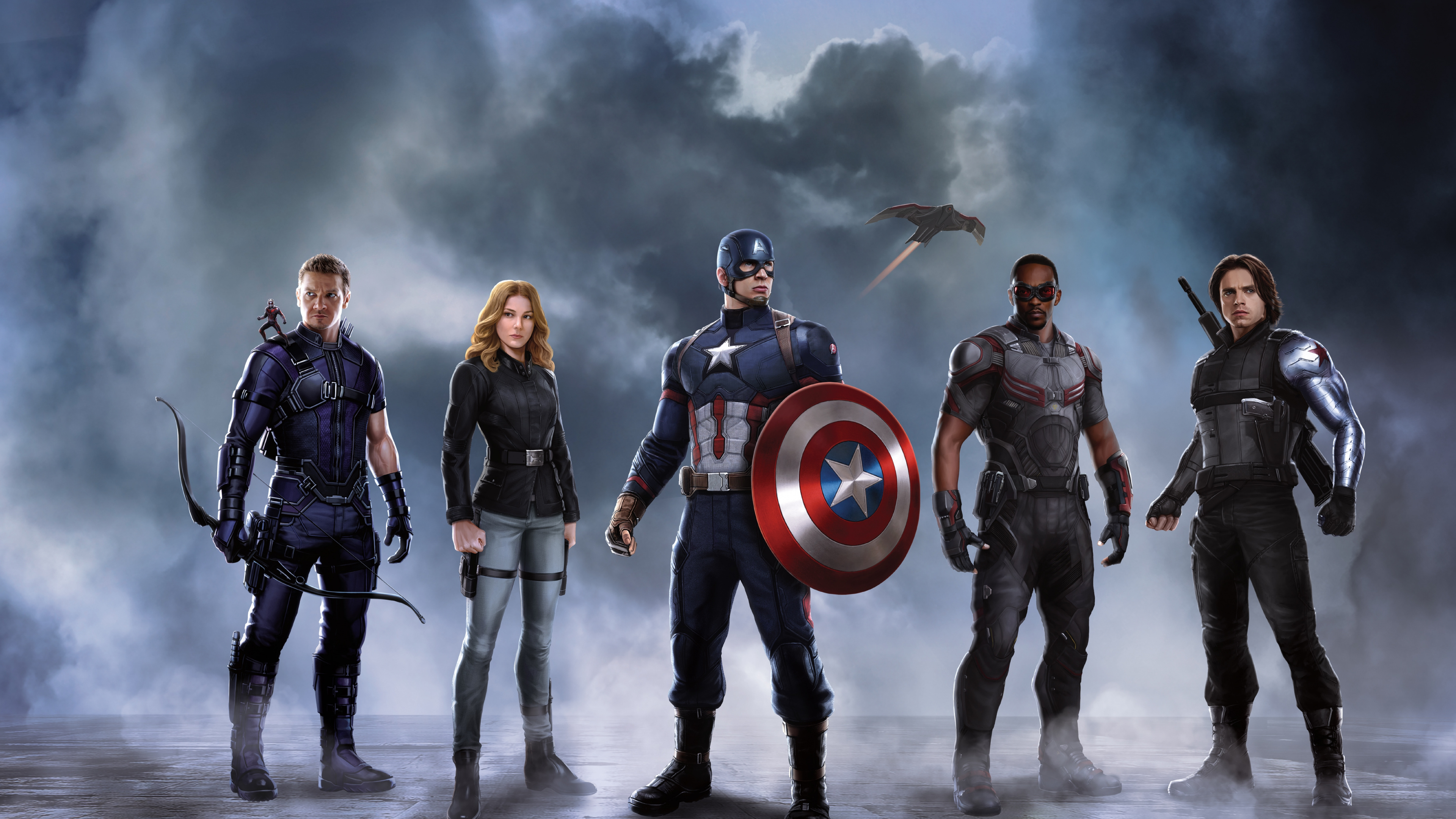 Обои Клинт Бартон, Капитан Америка, Железный человек, супергерой, вымышленный персонаж в разрешении 3840x2160