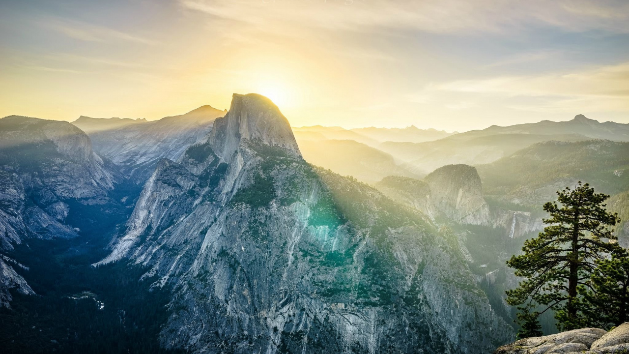 Обои йосемити, Половина Купола, парк, национальный парк, горный рельеф в разрешении 1280x720