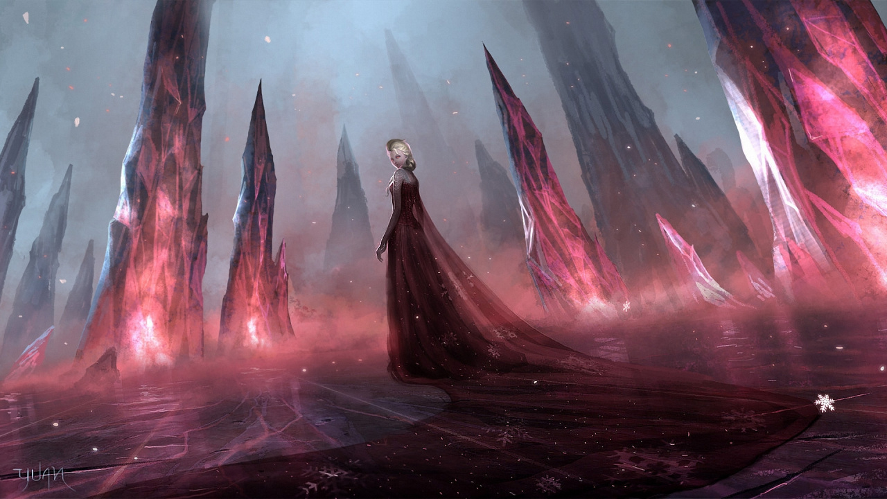 Обои Эльза, Анна, замороженные, арт, космос в разрешении 1280x720