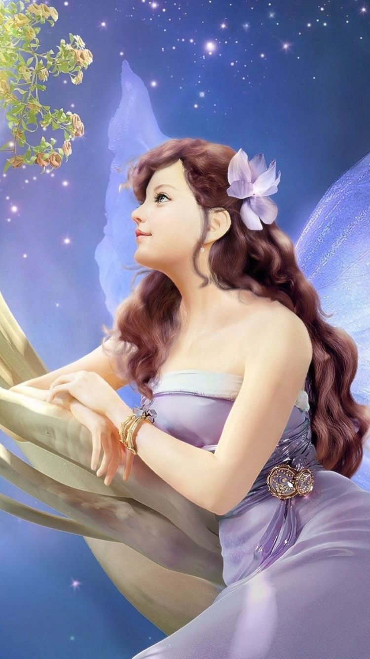 Обои фея, красота, иллюстрация, мифическое существо, мифология в разрешении 750x1334