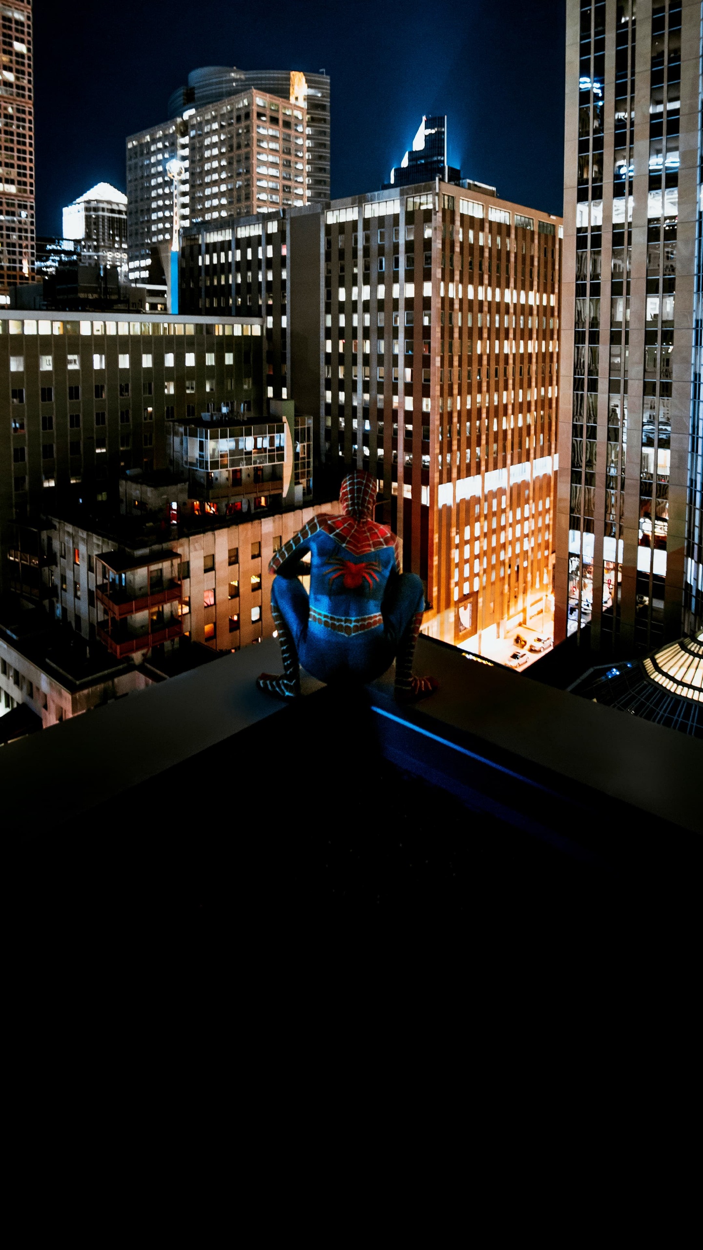 Обои человек-паук, здание, супергерой, комиксы Марвел, комиксы в разрешении 1440x2560