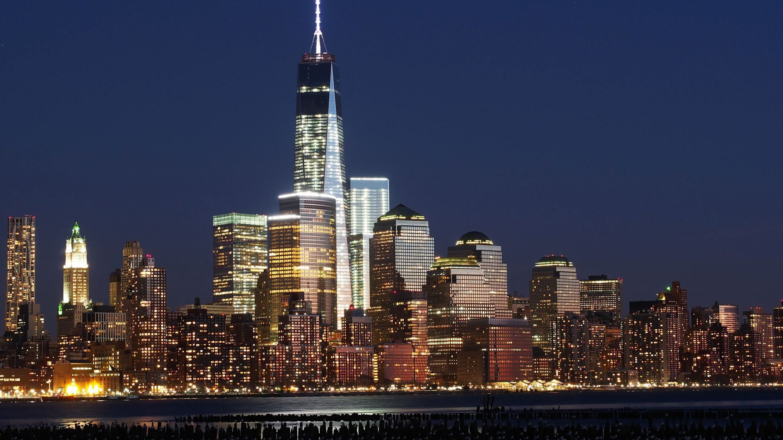 Обои Эмпайр Стейт Билдинг, город, линия горизонта, городской пейзаж, небоскреб в разрешении 2560x1440