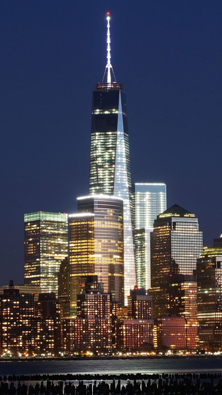 Обои Эмпайр Стейт Билдинг, город, линия горизонта, городской пейзаж, небоскреб в разрешении 750x1334