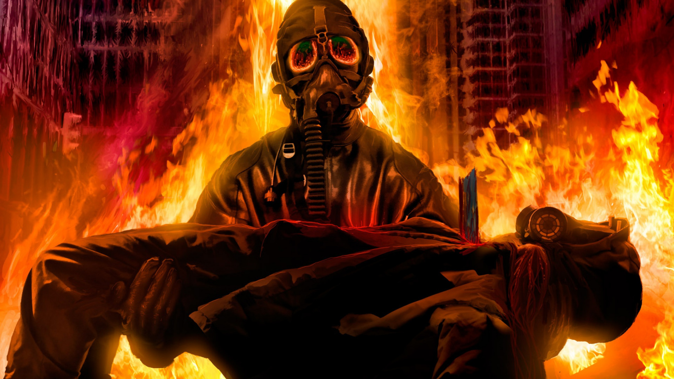 Обои огонь, спецэффекты, фантастика, Апокалипсис, deviantart в разрешении 1366x768