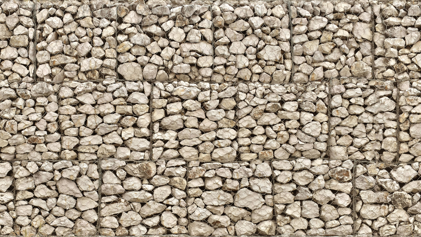 Обои стена, каменная стена, гравий, габион, рок в разрешении 1366x768