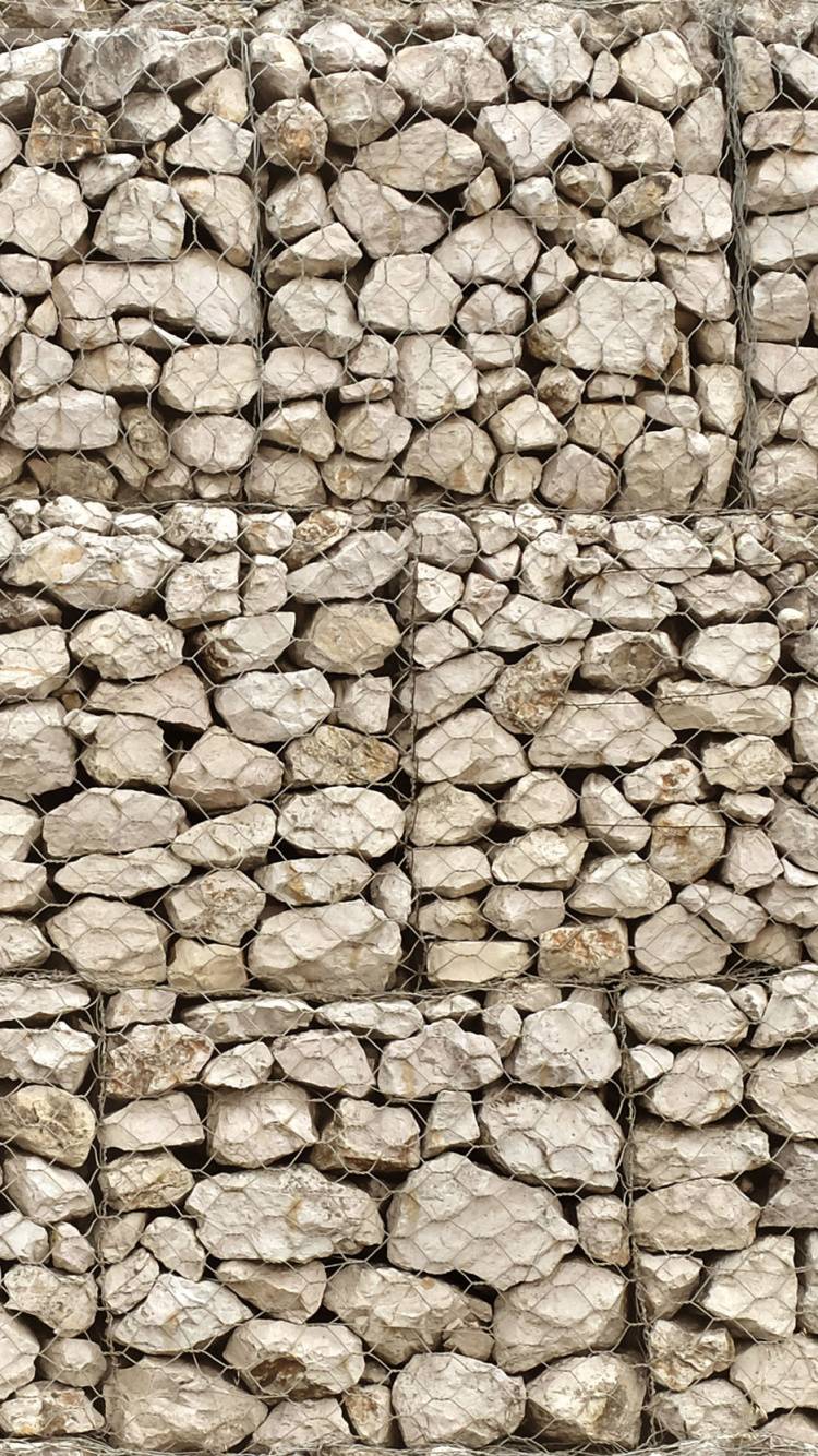 Обои стена, каменная стена, гравий, габион, рок в разрешении 750x1334