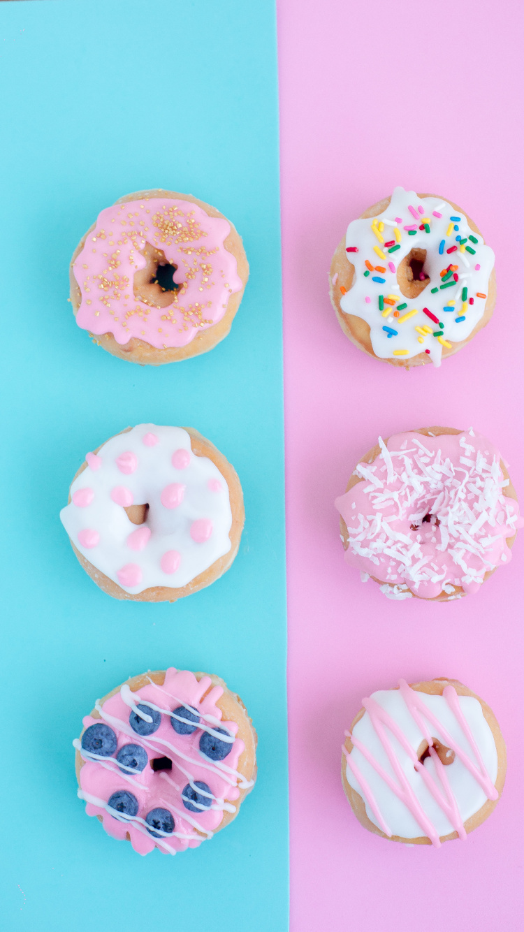 Обои пончик, Ciambella, пончики голубые звезды, брызгает, вуду пончик в разрешении 750x1334