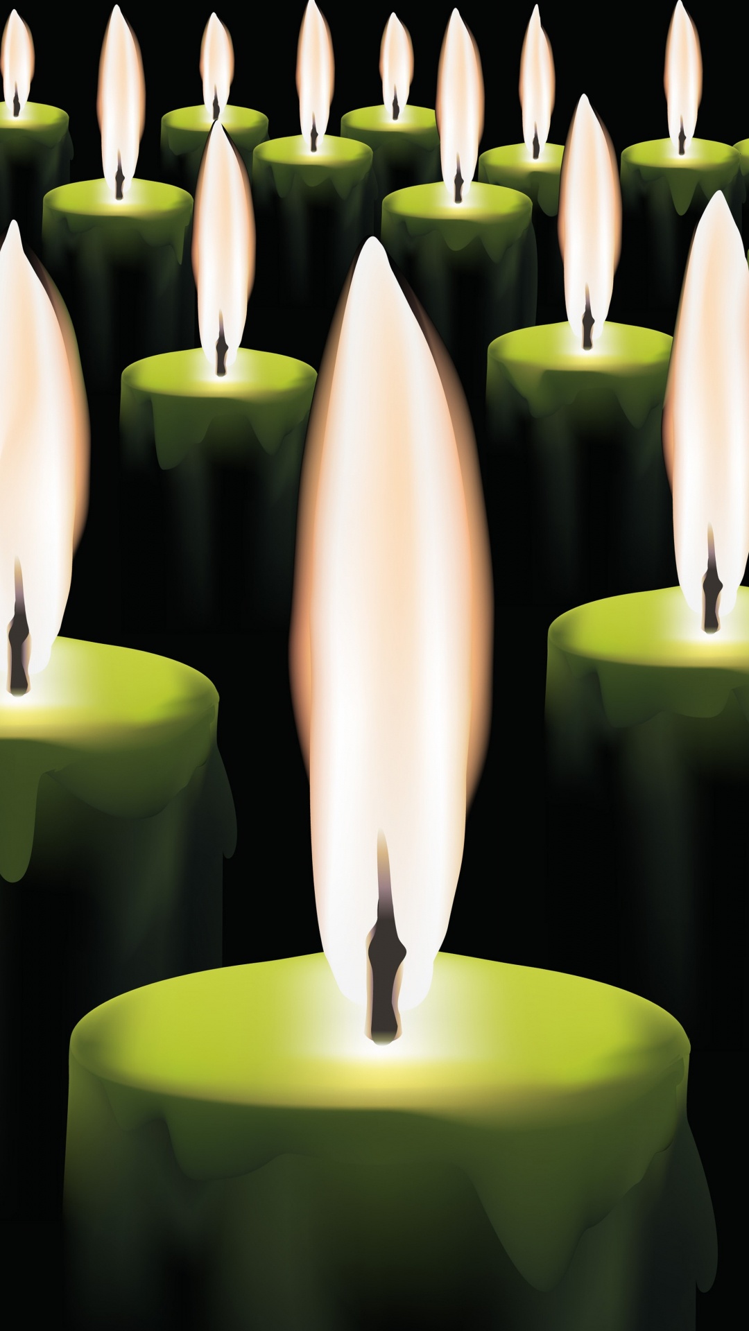 Обои горящая свеча, свеча, пламя, свет, освещение в разрешении 1080x1920