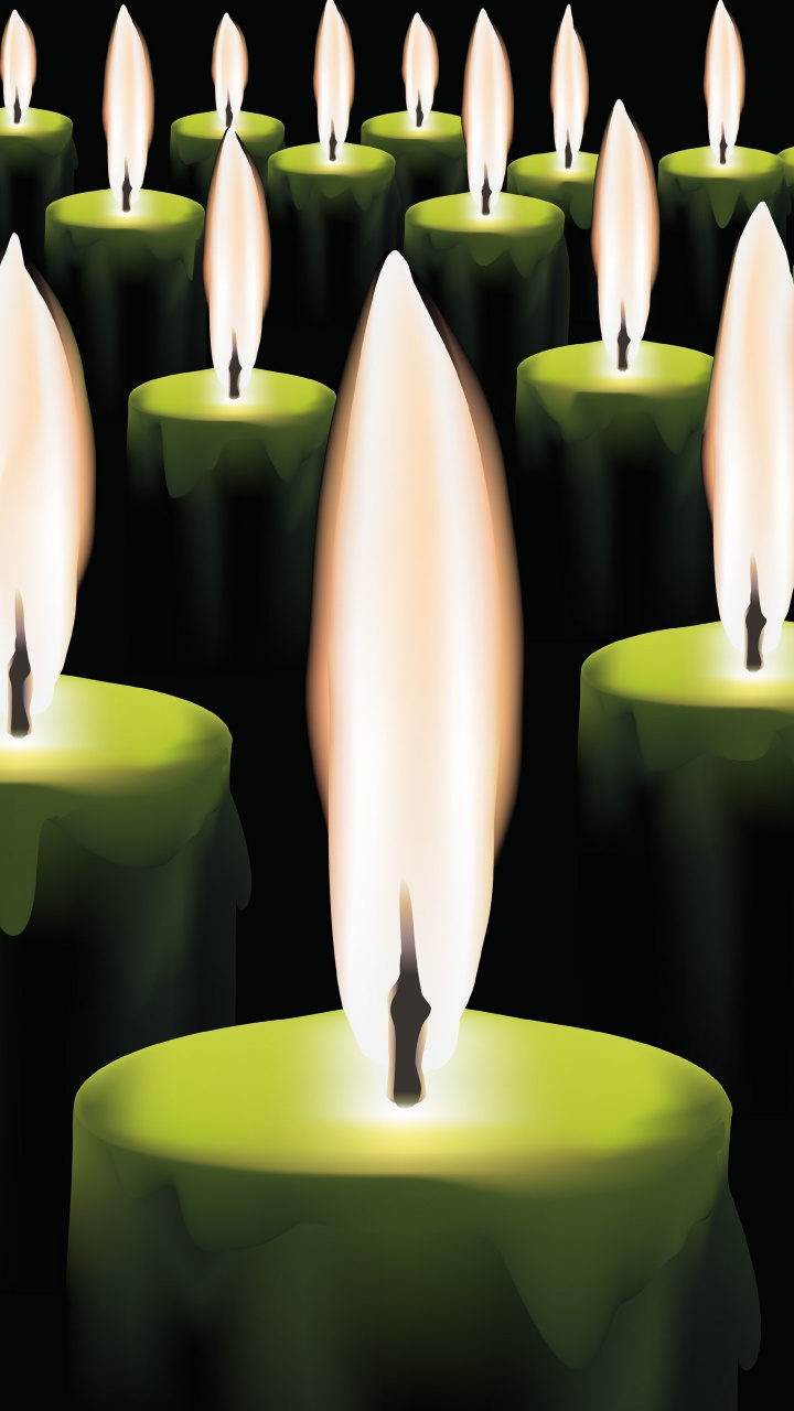 Обои горящая свеча, свеча, пламя, свет, освещение в разрешении 720x1280