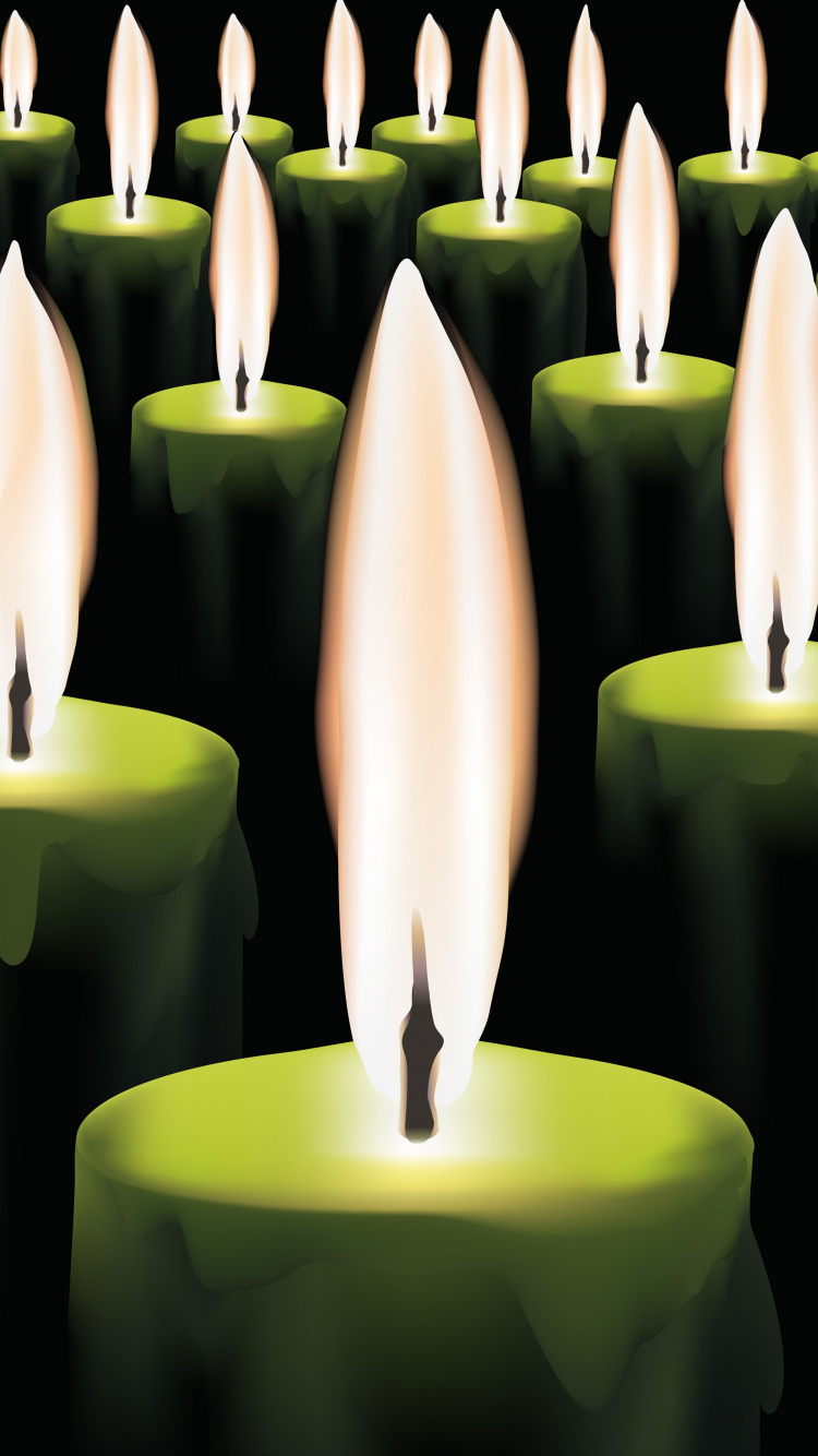 Обои горящая свеча, свеча, пламя, свет, освещение в разрешении 750x1334