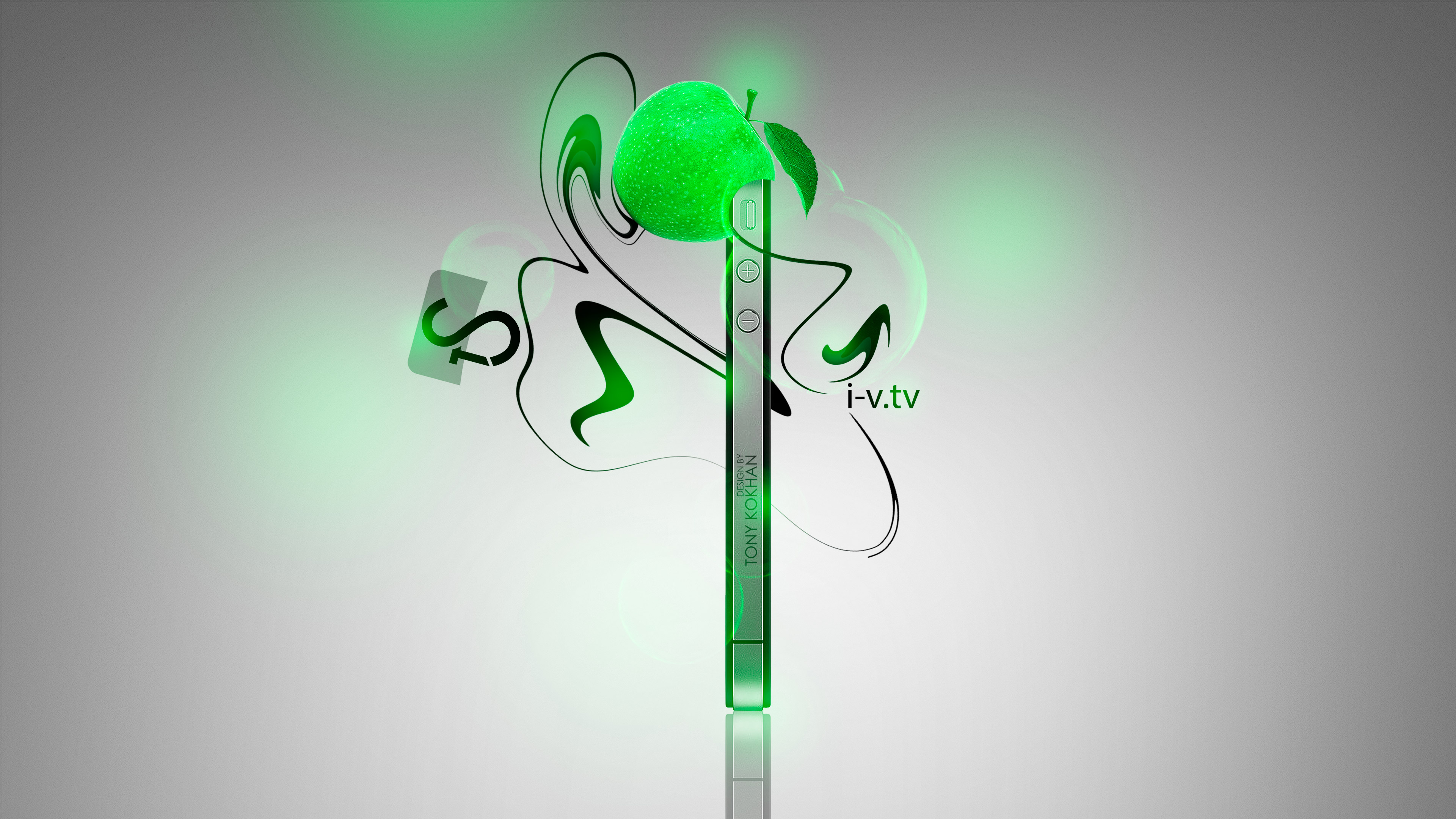 Обои графический дизайн, apple, графика, лого, зеленый в разрешении 3840x2160