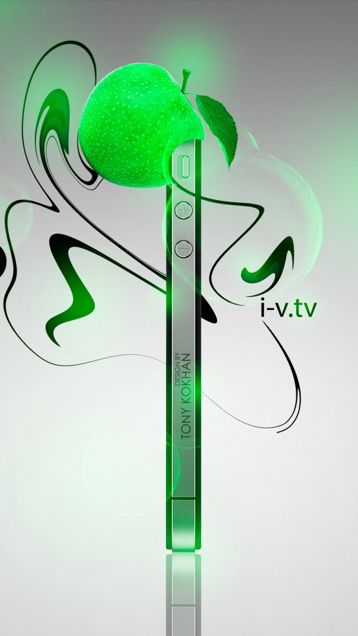 Обои графический дизайн, apple, графика, лого, зеленый в разрешении 720x1280