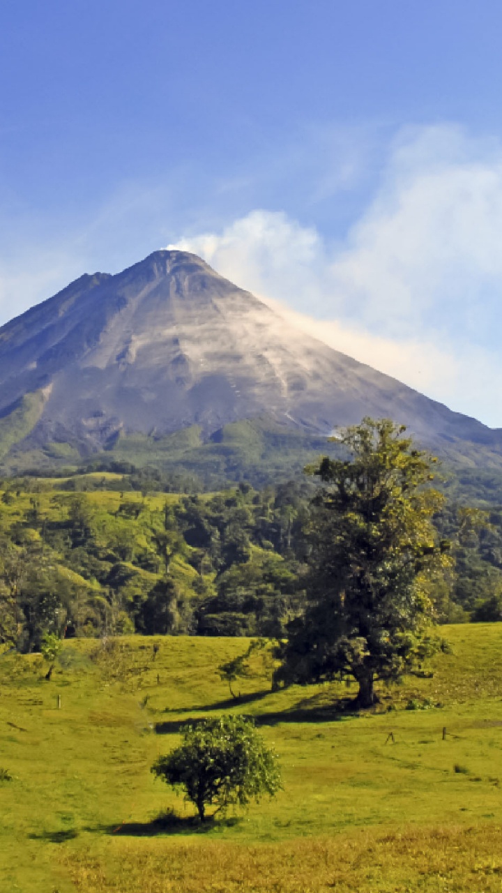 Обои Вулкан Ареналь, Пос Вулкан, вулкан, нагорье, гора в разрешении 720x1280