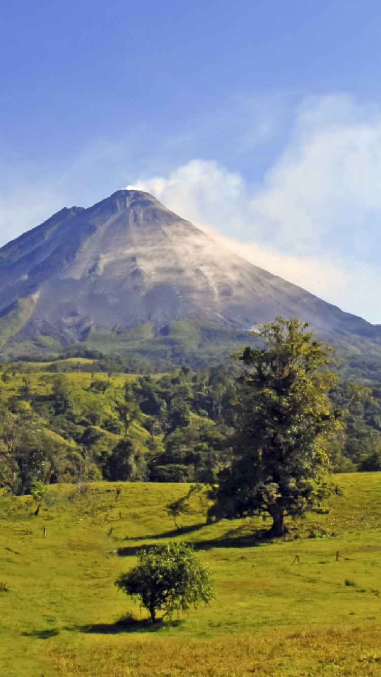 Обои Вулкан Ареналь, Пос Вулкан, вулкан, нагорье, гора в разрешении 750x1334