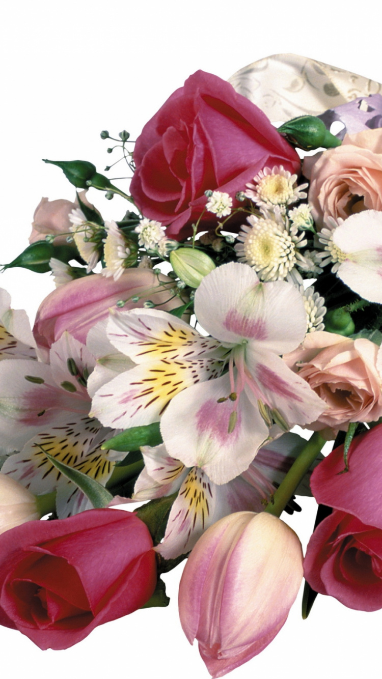 Обои дата рождения, цветочный букет, срезанные цветы, розовый, флористики в разрешении 750x1334