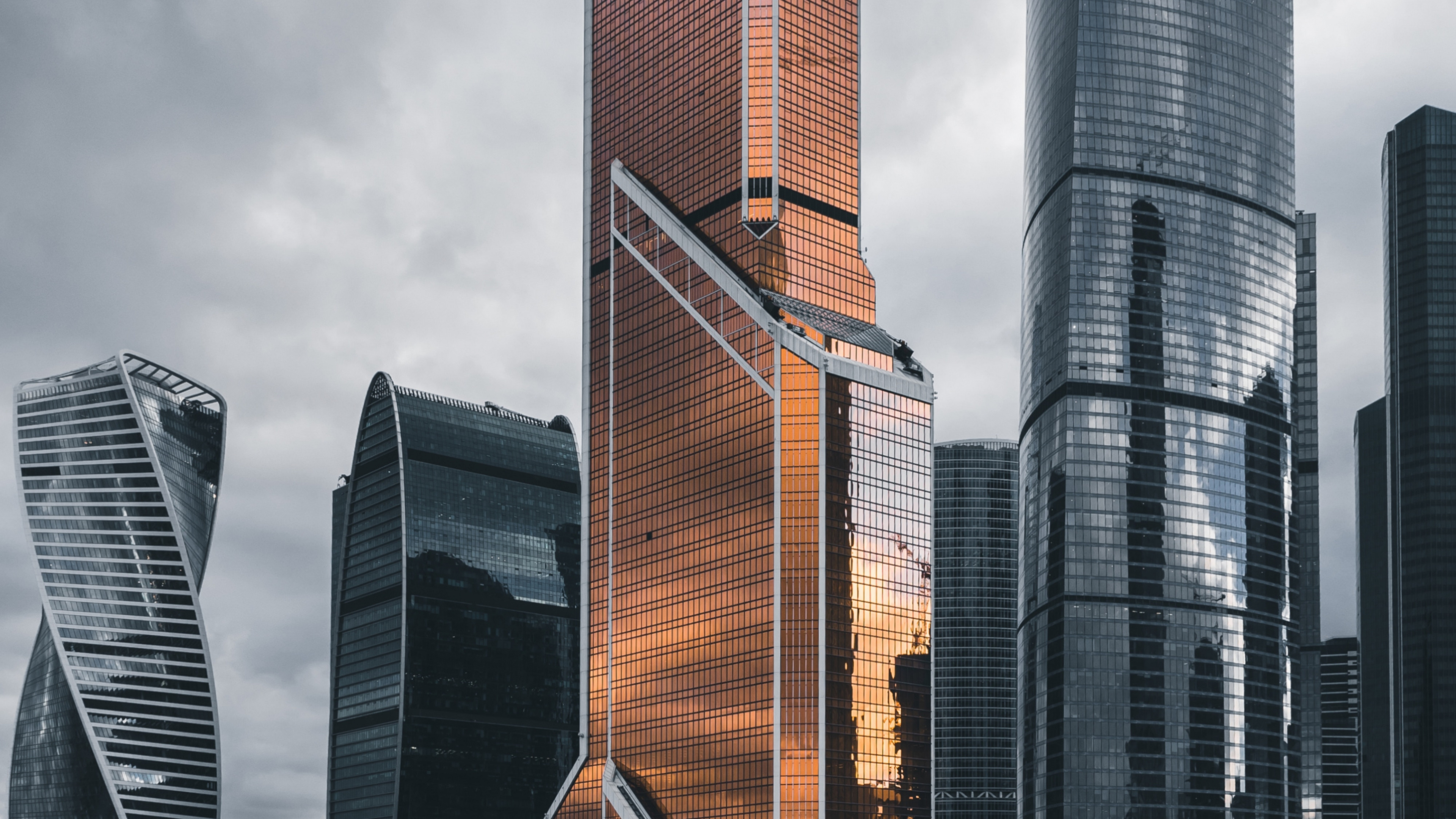 Обои Башня Меркурий Сити, город, небоскреб, городской район, башня в разрешении 3840x2160