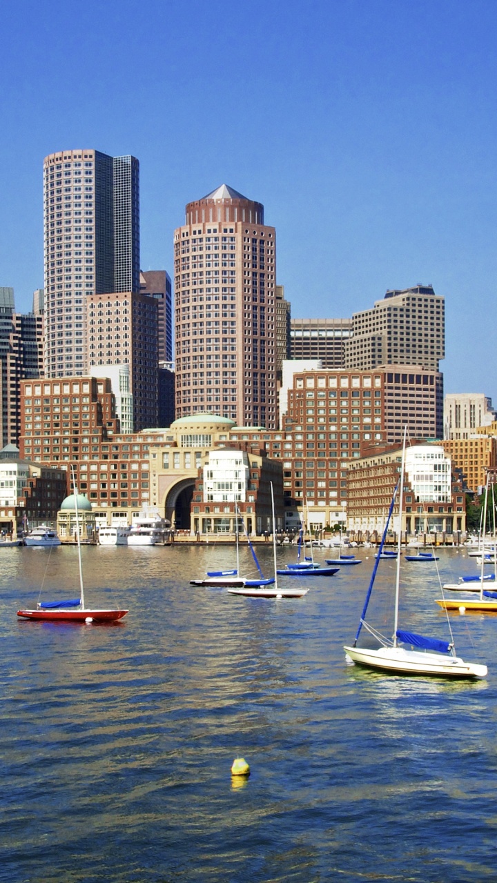 Обои бостонская гавань, Башни Гавани, город, линия горизонта, городской пейзаж в разрешении 720x1280