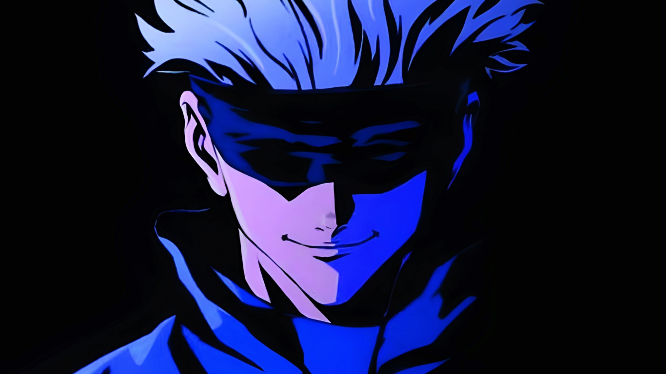 Обои аниме, Годжо Сатору, сатору годзё, аниме арт, джиу-джитсу кайсен в разрешении 1366x768