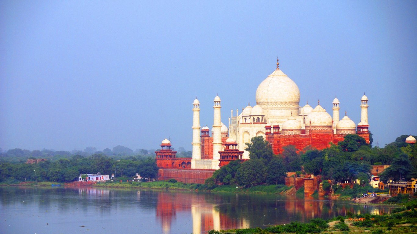 Обои Тадж-Махал, Агра Форт, ориентир, место поклонения, мечеть в разрешении 1366x768