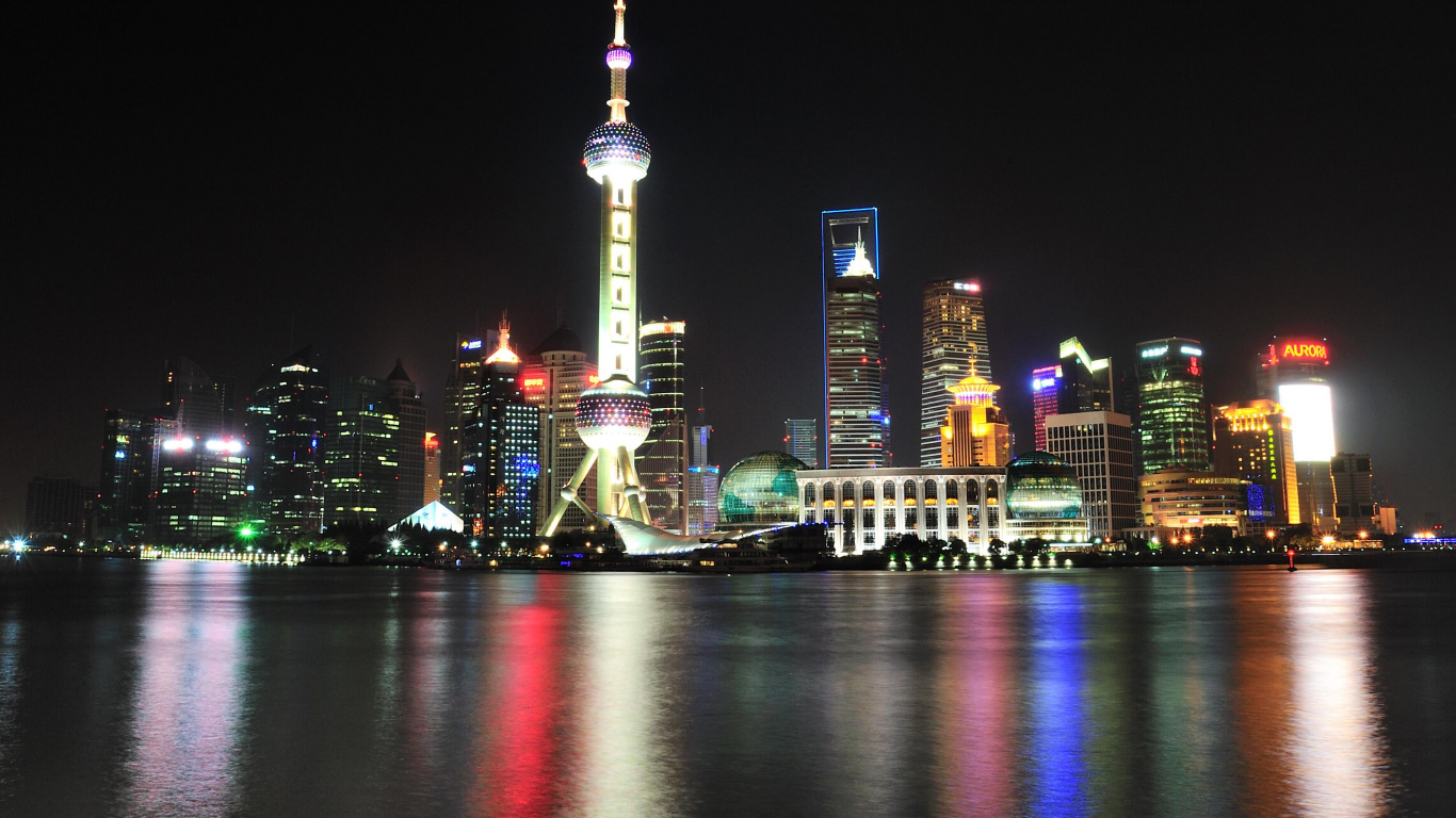 Обои Шанхай, город, небоскреб, Мельбурн, городской пейзаж в разрешении 1366x768