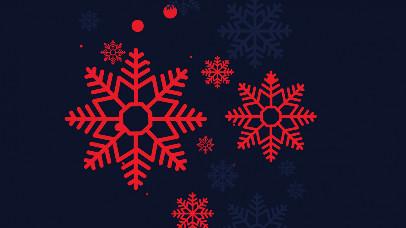 Обои Рождество, Снежинка, красный цвет, арт, электрик в разрешении 1366x768
