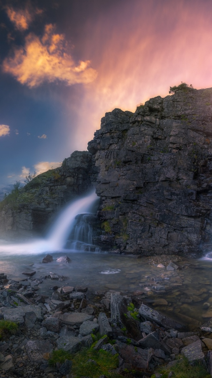 Обои природа, водопад, водоем, вода, водоток в разрешении 720x1280