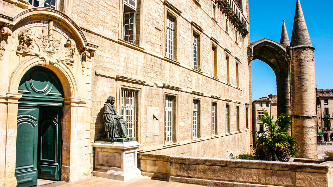 Обои Университет Монпелье, Медицинский факультет Монпелье, медицинская школа, здание, средневековая архитектура в разрешении 1280x720