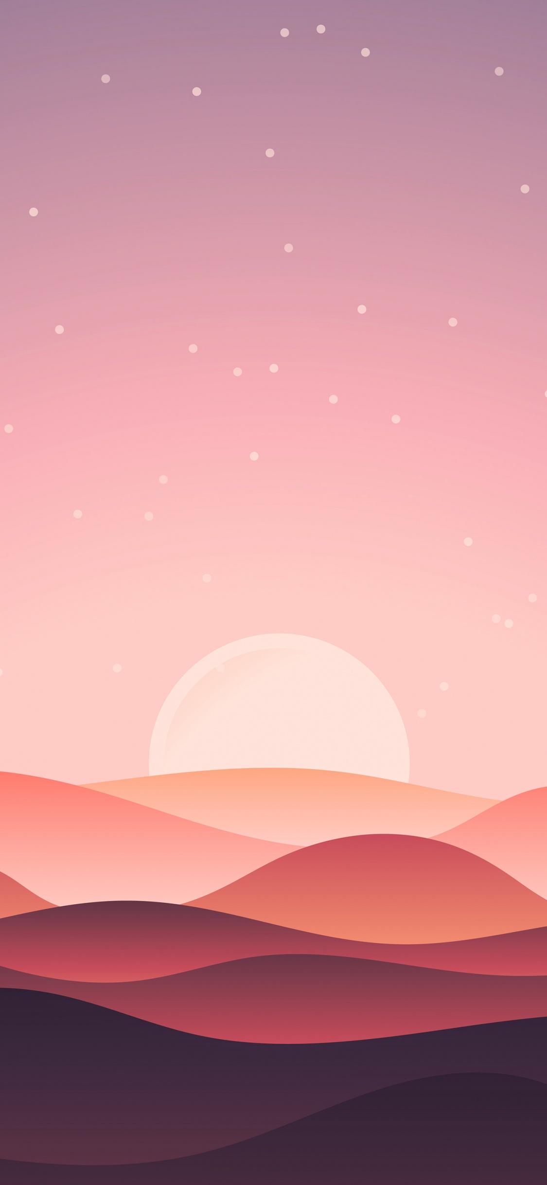 Обои евклидов вектор, иллюстрация, векторная графика, закат, графика в разрешении 1125x2436