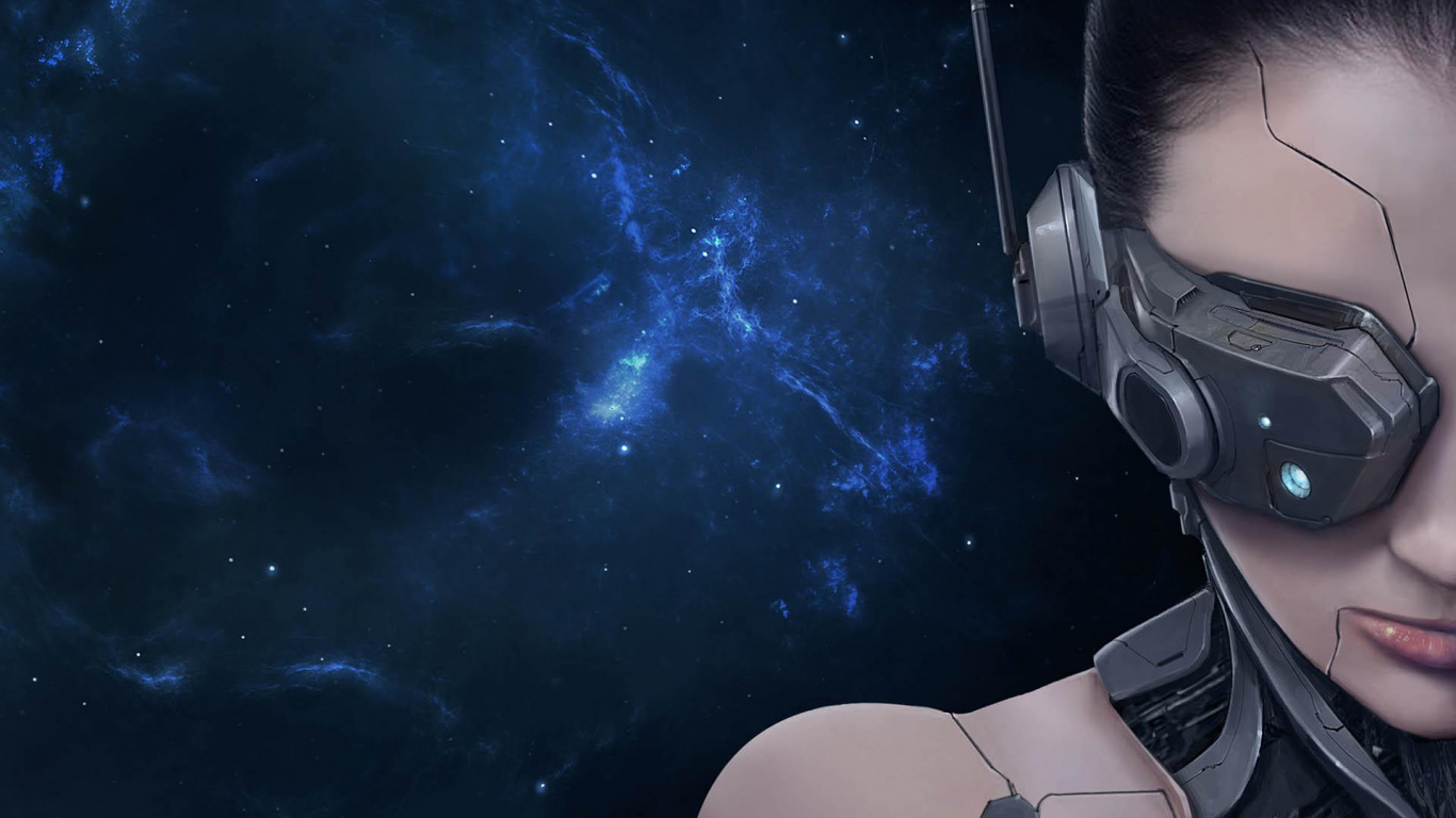 Обои робот, космос, явление, скриншот, пространство в разрешении 1366x768