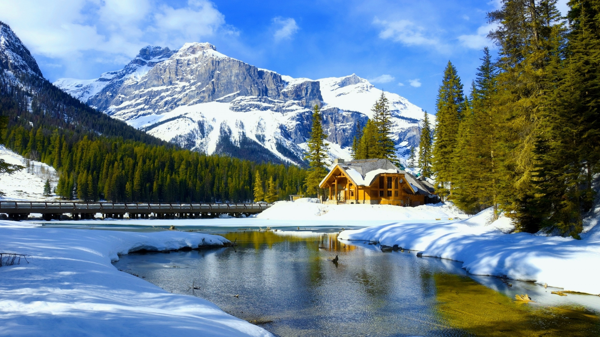 Обои изумрудное озеро, зима, озеро, гора, природа в разрешении 1920x1080