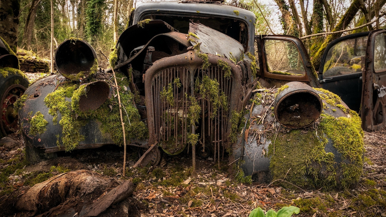 Обои ржавчина, классический автомобиль, Король, компактный автомобиль, автомобиль среднего размера в разрешении 1280x720