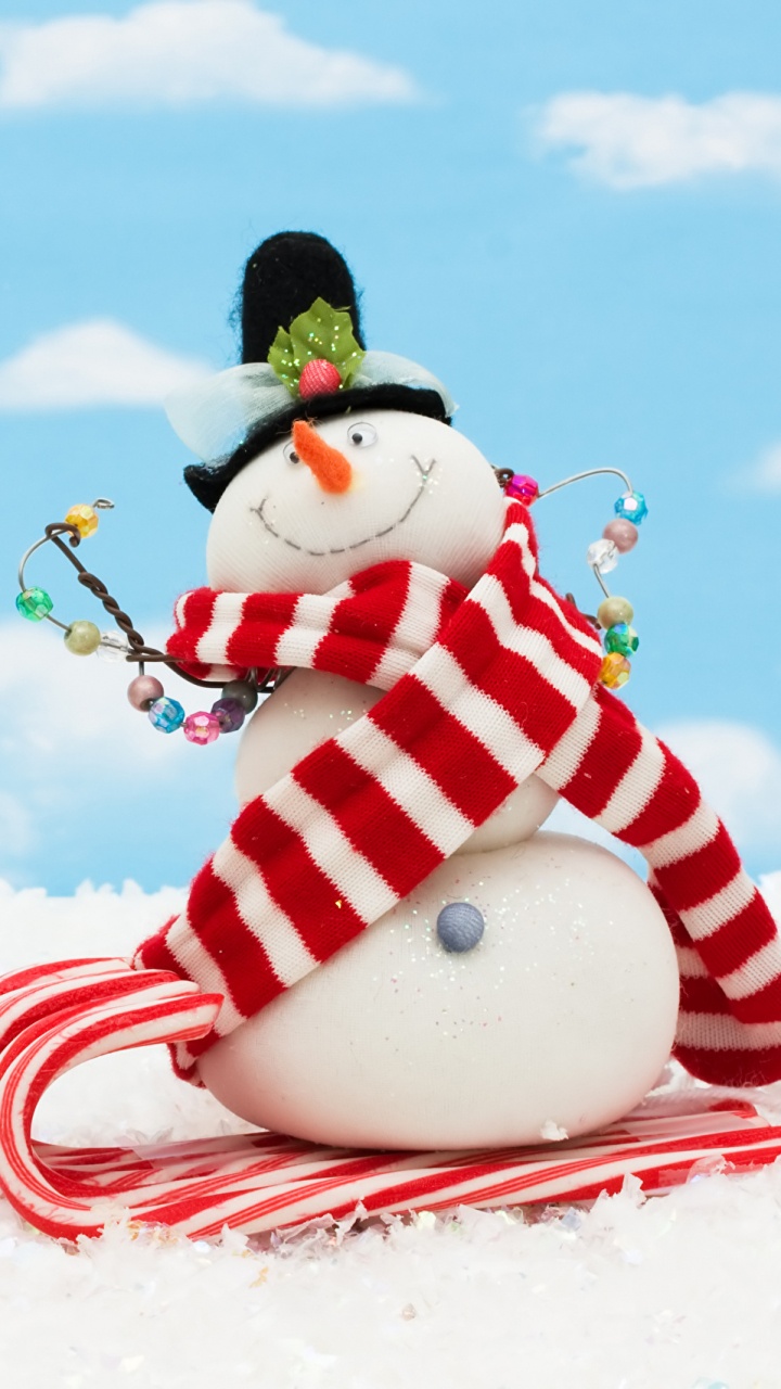 Обои Снеговик, Рождественский день, снег, Рождество, зима в разрешении 720x1280