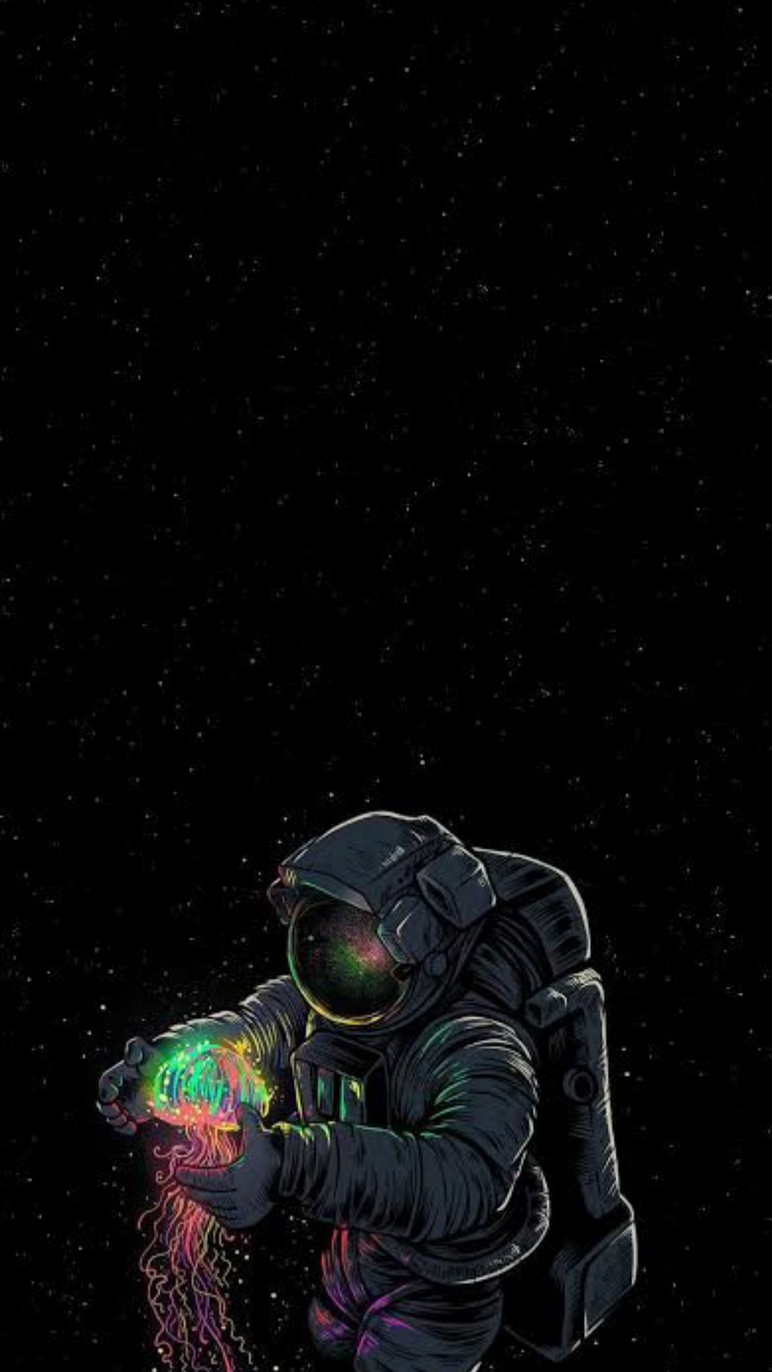 Обои астронавт, амолед, ios, андроид, темнота в разрешении 1080x1920