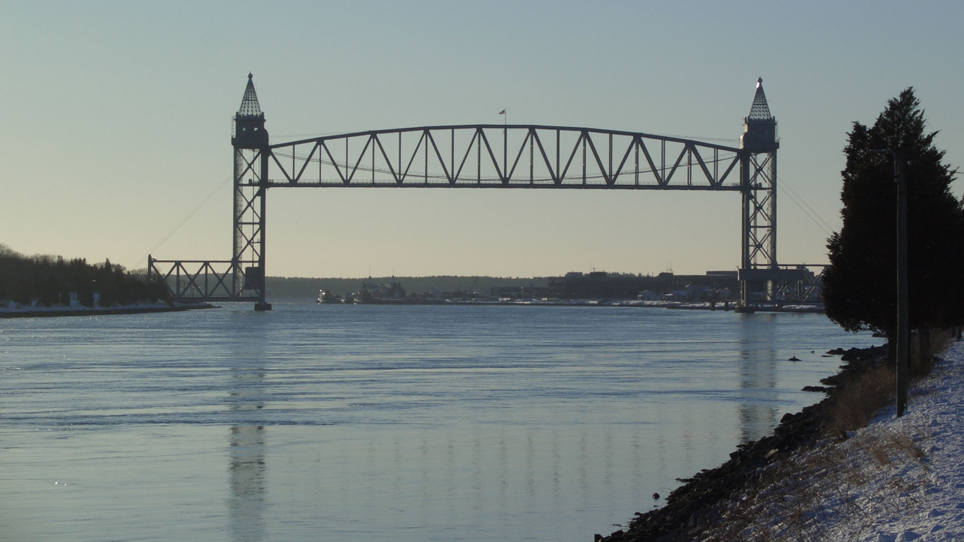 Обои Железная Дорога Кейп Код Мосту Через Канал, Кейп-Код Канал, CapeFlyer, мост, канал в разрешении 1366x768