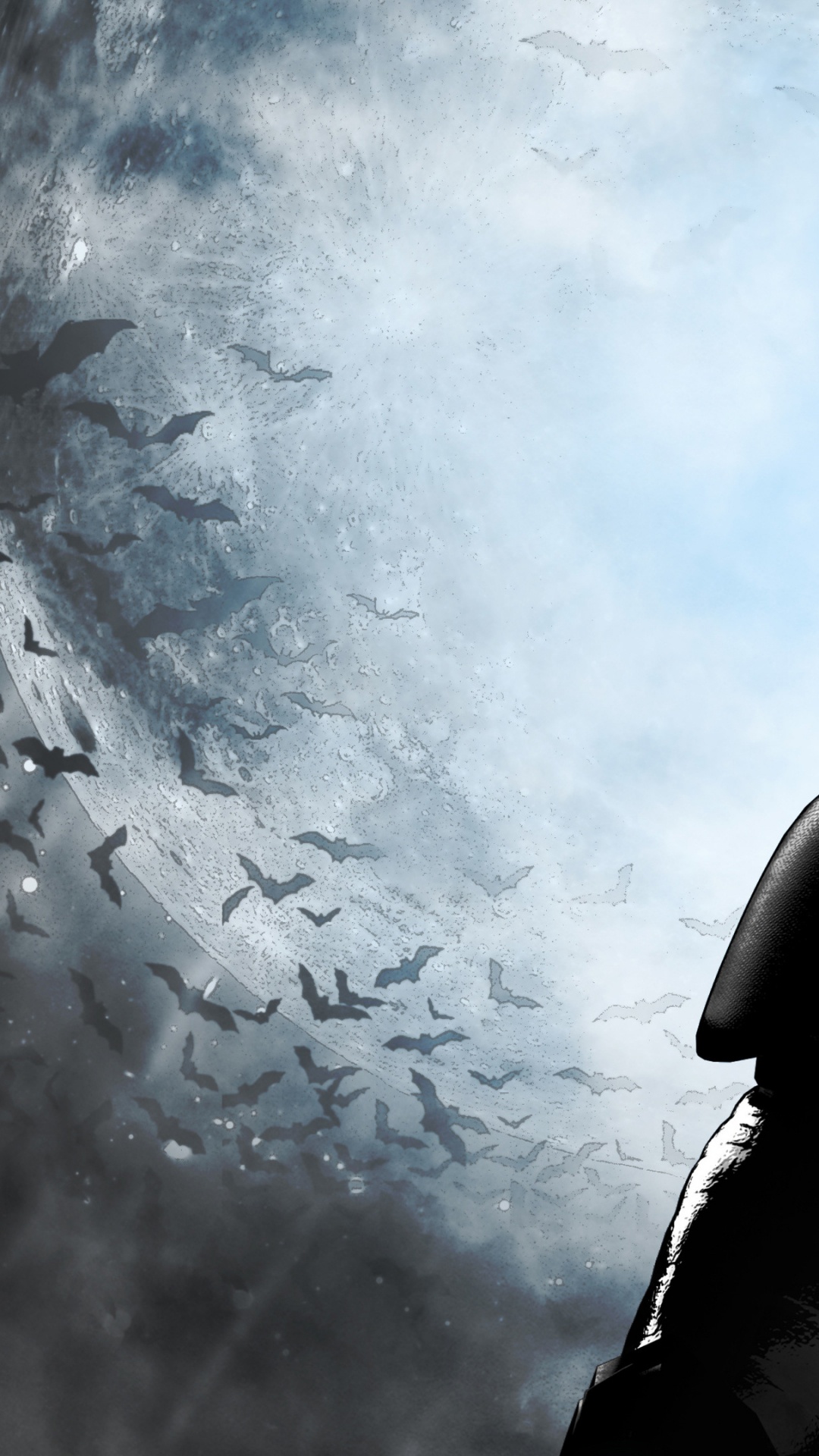 Обои Бэтмен, темнота, вымышленный персонаж, небо, Бэткостюм в разрешении 1080x1920