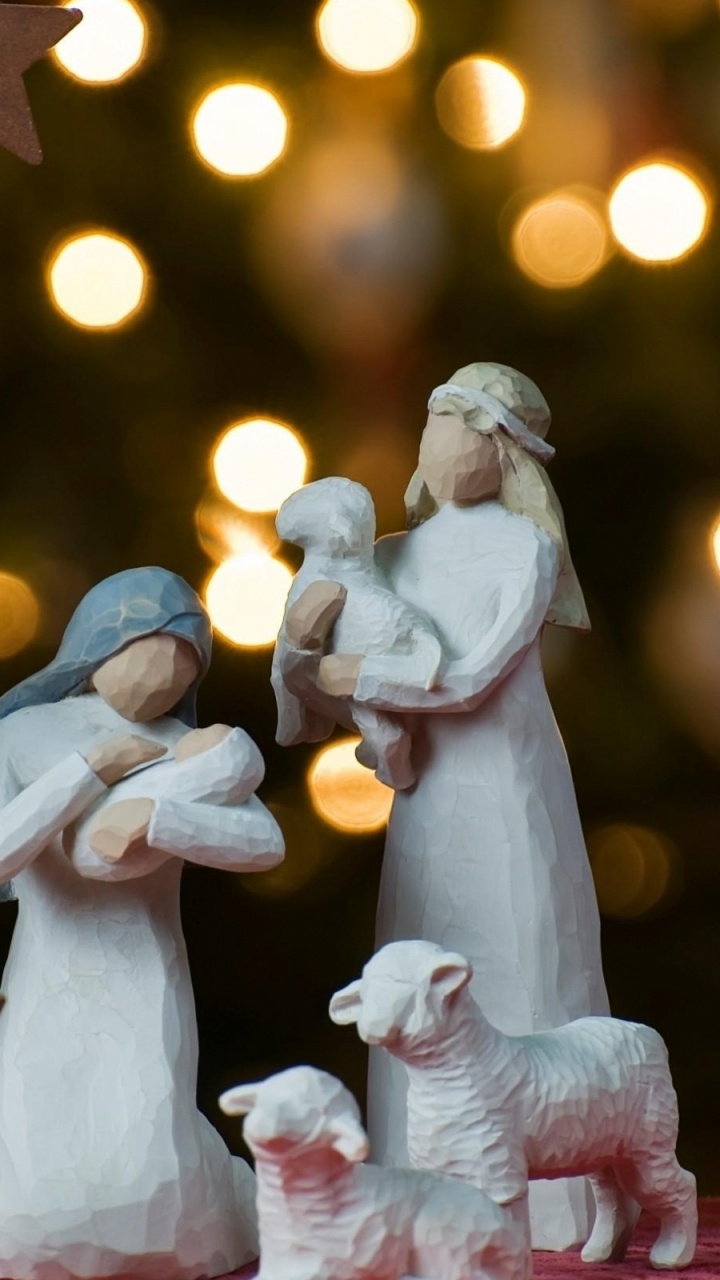 Обои Рождества Иисуса, вертеп, Рождественские украшения, Рождество, традиция в разрешении 720x1280