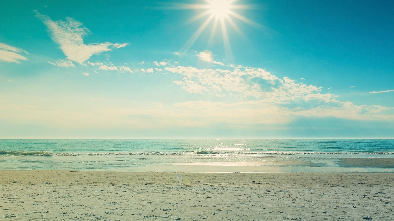 Обои лето, море, горизонт, океан, облако в разрешении 1366x768