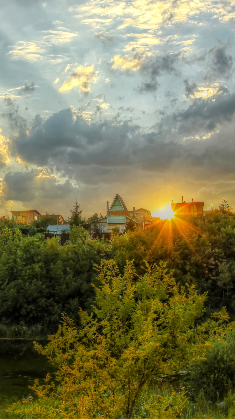 Обои утро, природа, облако, восход солнца, рассвет в разрешении 750x1334