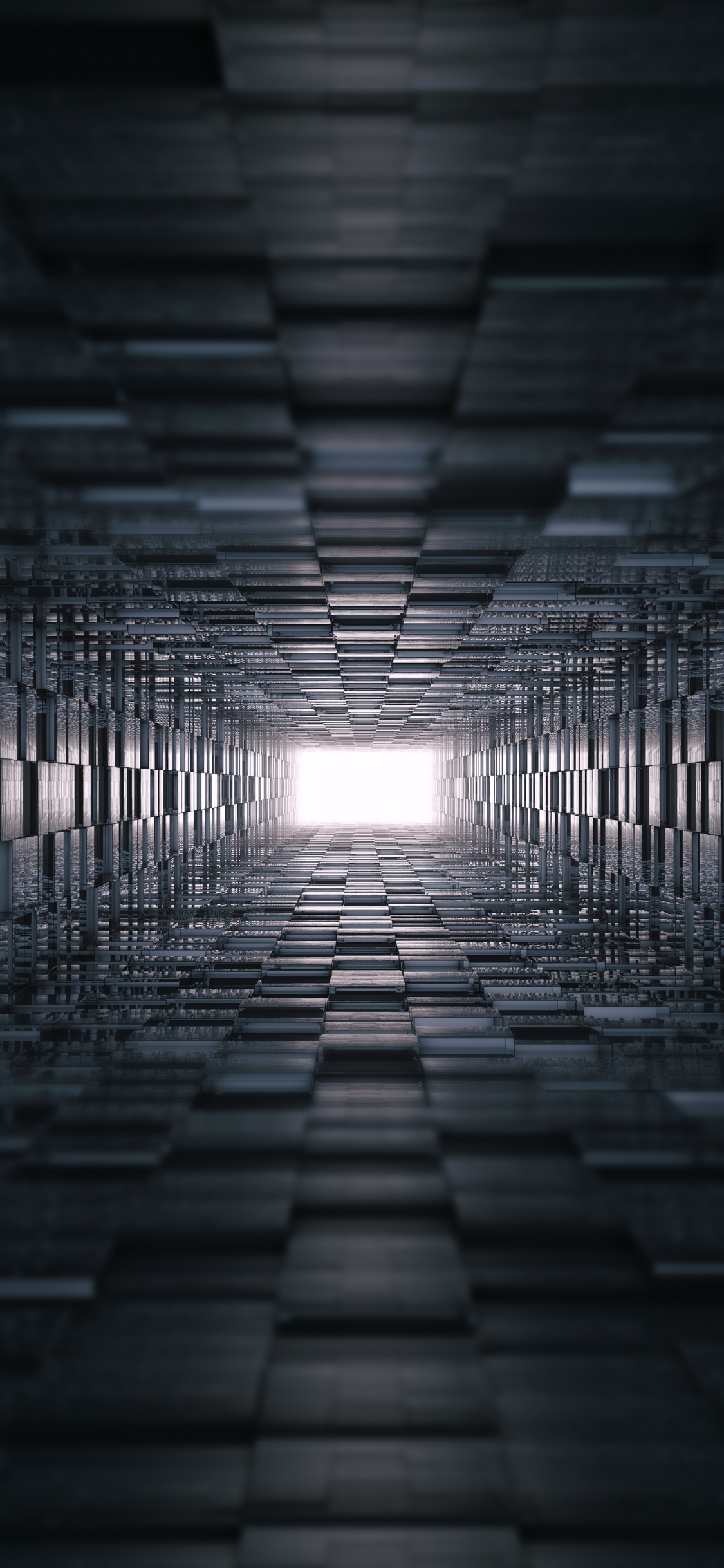 Обои абстрактное искусство, цифровое искусство, темнота, свет, инфраструктура в разрешении 1125x2436