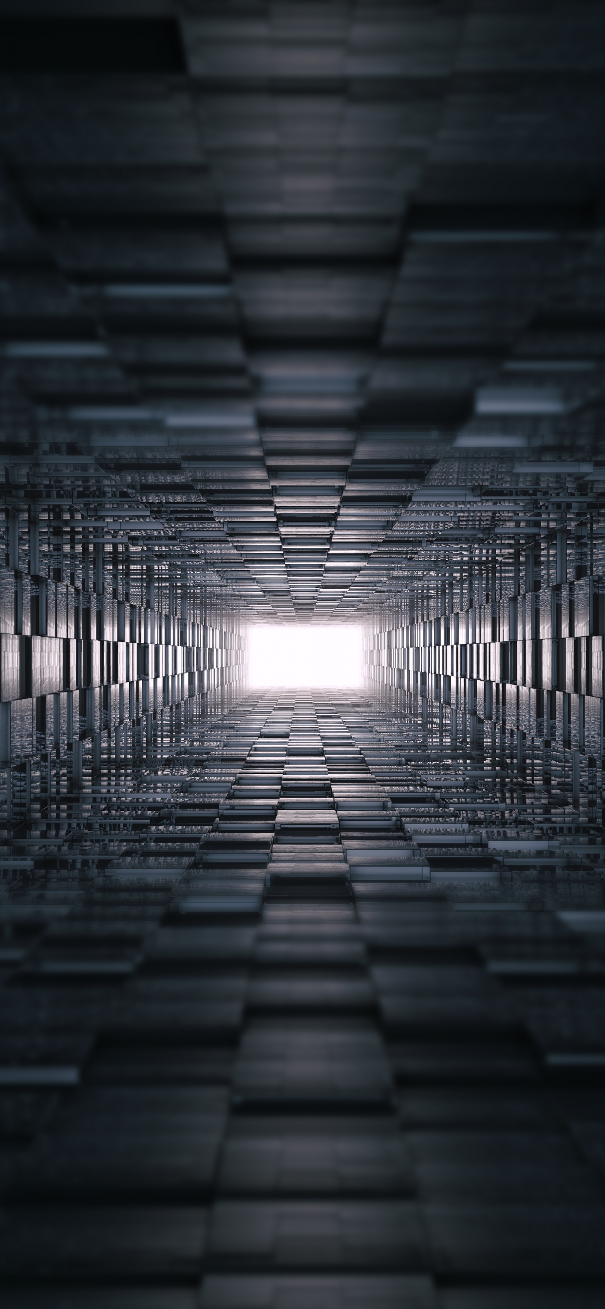 Обои абстрактное искусство, цифровое искусство, темнота, свет, инфраструктура в разрешении 1242x2688