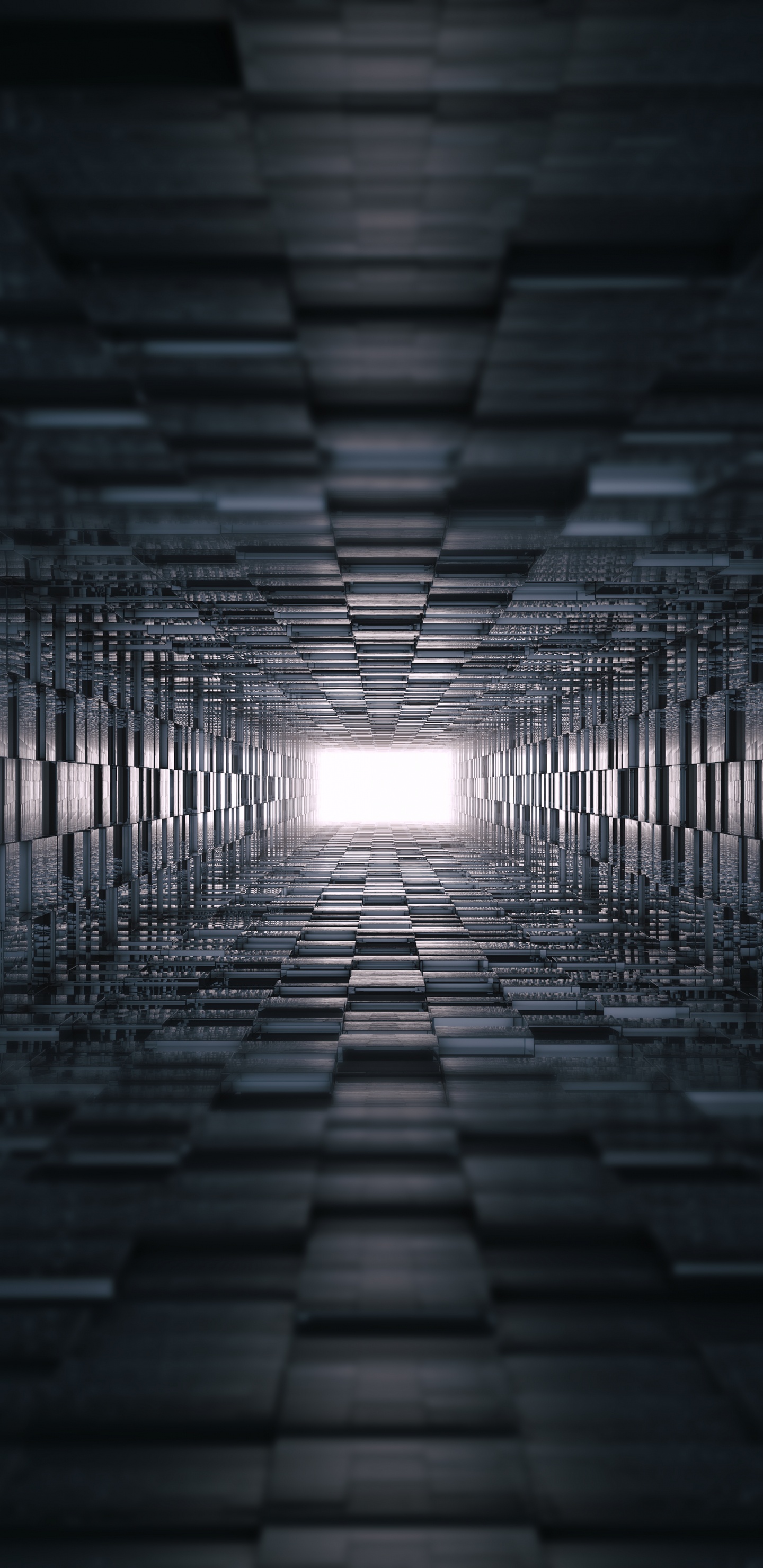 Обои абстрактное искусство, цифровое искусство, темнота, свет, инфраструктура в разрешении 1440x2960