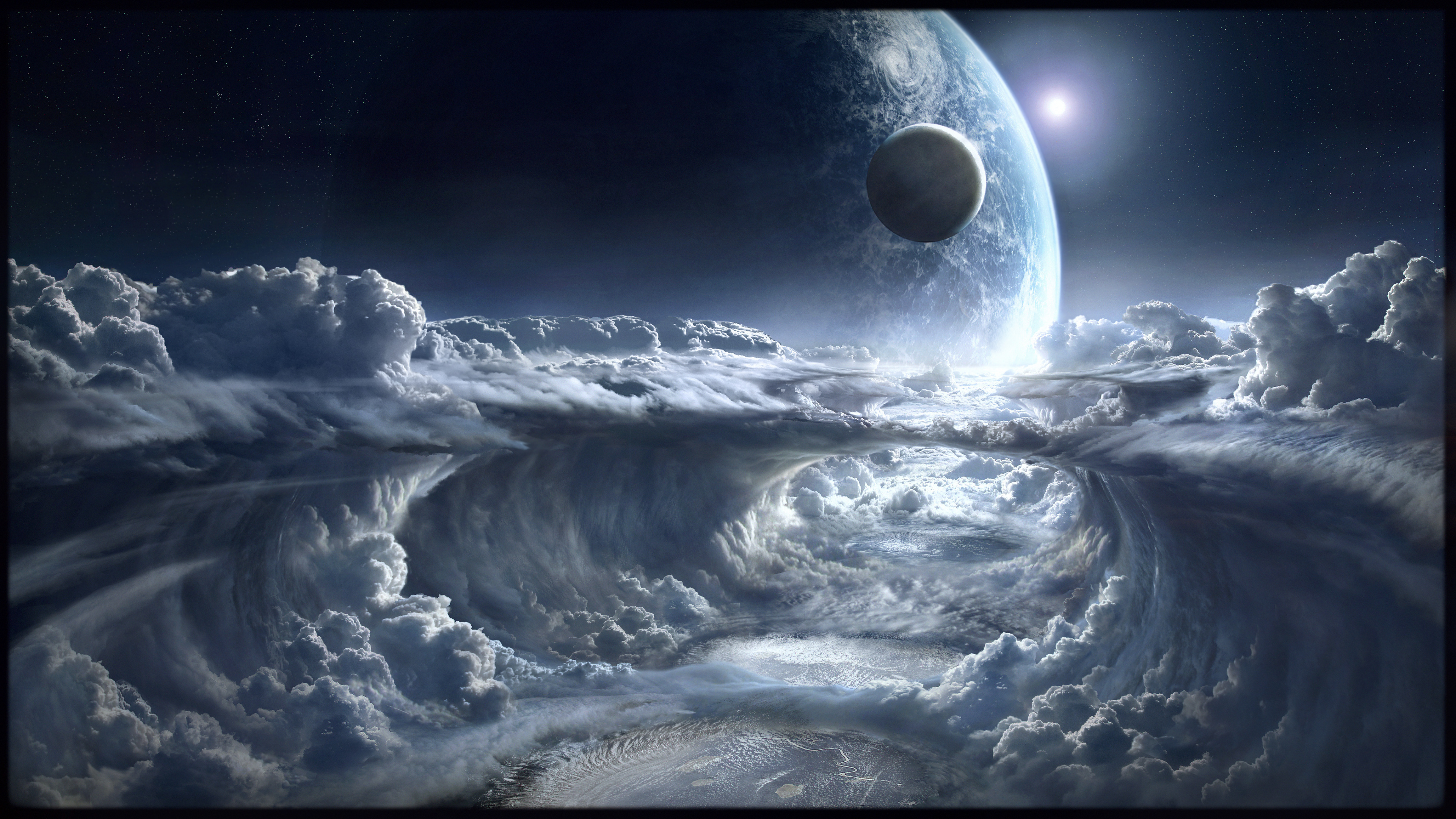 Обои атмосфера, космическое пространство, астрономический объект, планета, космос в разрешении 3840x2160