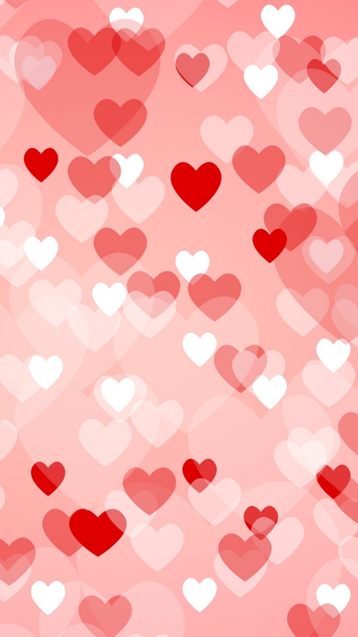 Обои сердце, розовый, красный цвет, узор, дизайн в разрешении 720x1280