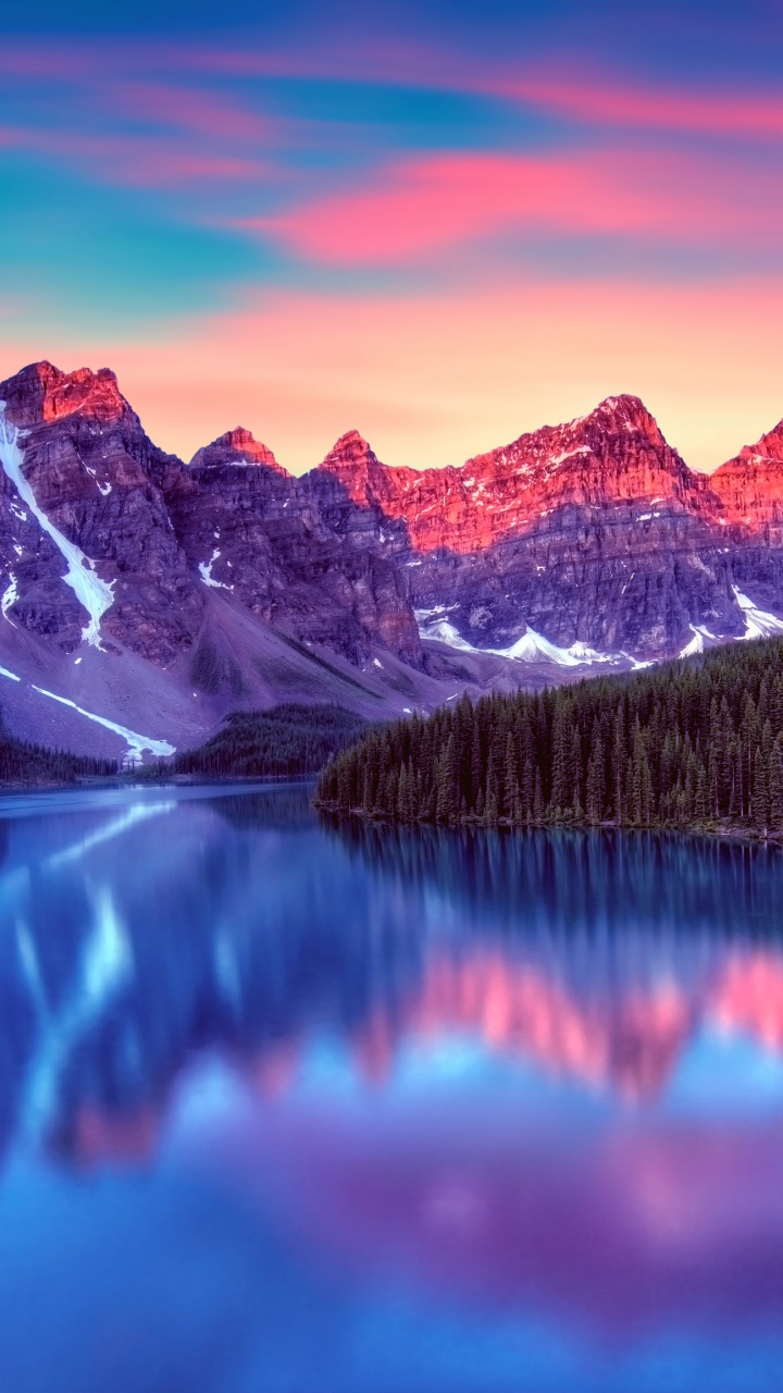 Обои Huawei, Huawei Nova, Huawei Nova 4, моренное озеро, озеро Луиза в разрешении 720x1280