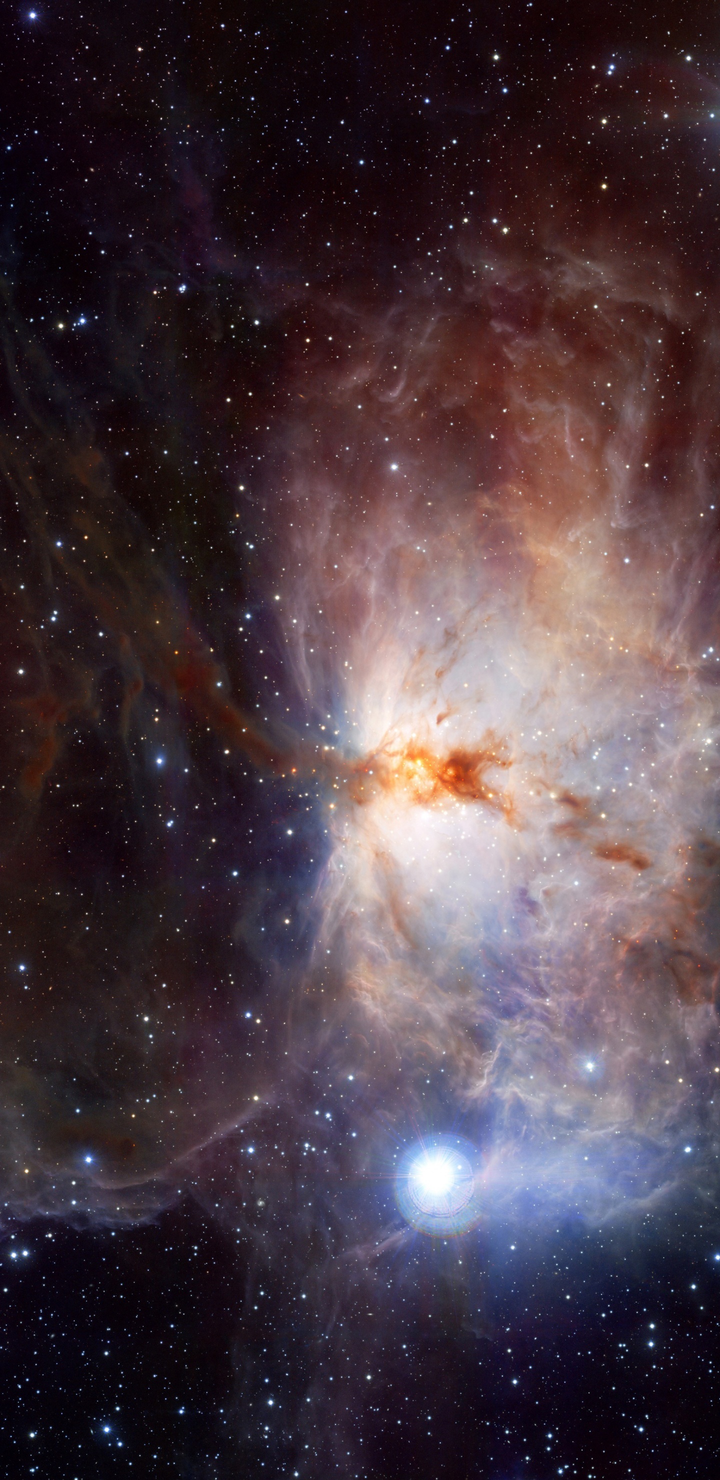 Обои Пламя Туманности, туманность, Туманность Ориона, звезда, Галактика в разрешении 1440x2960